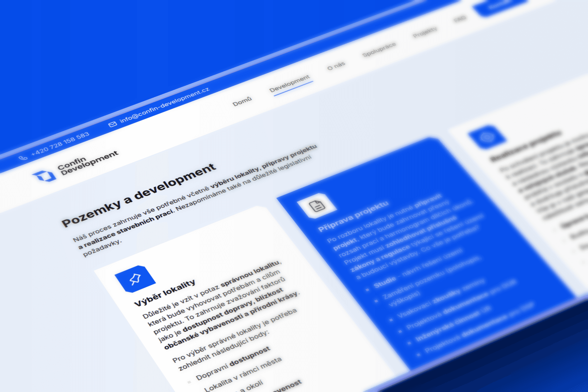 Mockup webu Confin Development
